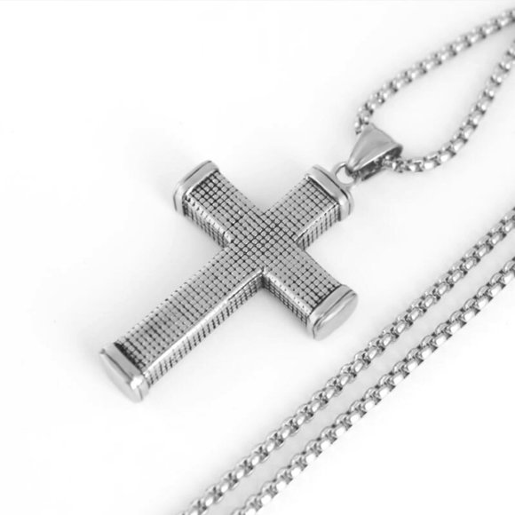 Stainless Steel Christian Cross Necklace for Men, BL55590009 - Picture 3 of 6